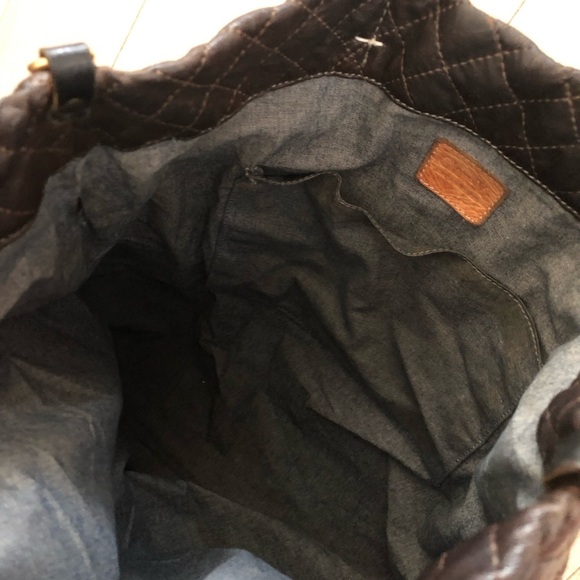 Clare V. Los Angeles Quilted Leather Hand Bag in Brown & Olive Green - Picture 11 of 14